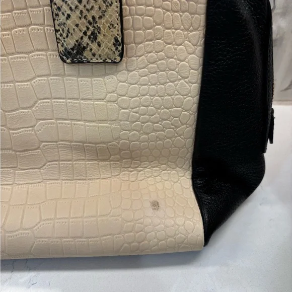 Marc Fisher Cream and Black Handbag Shoulder Bag Exotic Animal Print - Picture 5 of 7